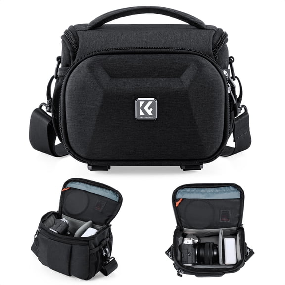 K&F CONCEPT Camera Sling Bag, Quick Access Waterproof Crossbody Bag for DSLR/Mirrorless, with Hard Shell & Tripod Holder, Size S