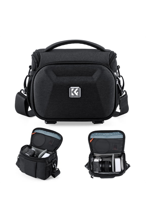 Camera Sling Bag, Quick Access Waterproof Crossbody Bag for DSLR/Mirrorless, with Hard Shell & Tripod Holder, Size S