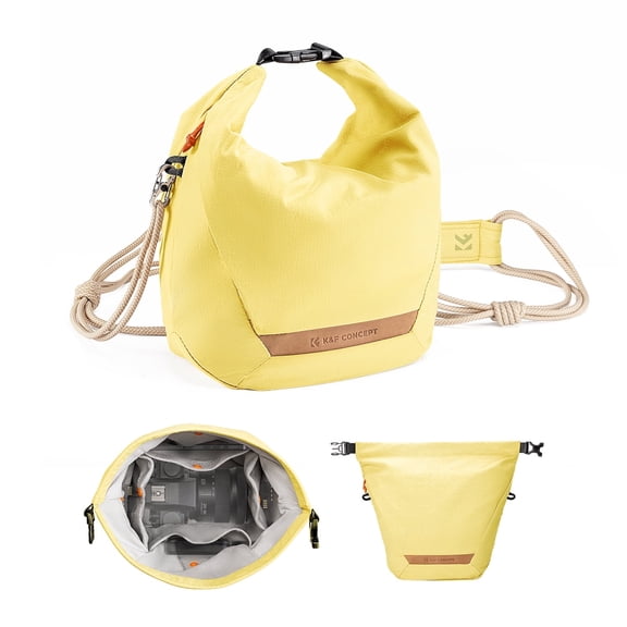 K&F CONCEPT Camera Sling Bag Small Camera Compact Case Lightweight Crossbody, Handbag for Urban Street Photography, Yellow