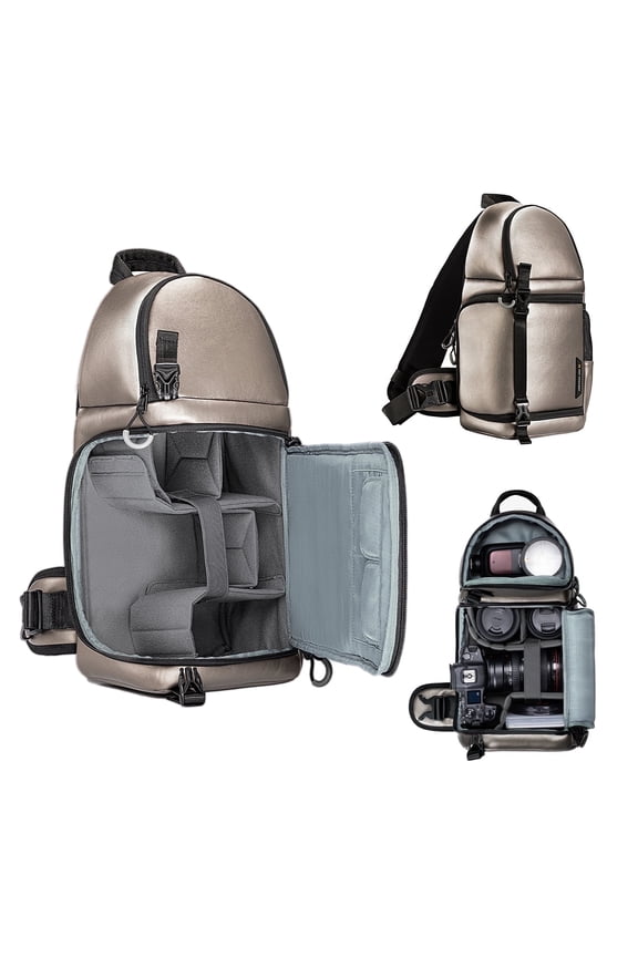 Camera Sling Bag, Waterproof Crossbody Backpack DSLR/SLR Camera Case Photography Bags - 10L (Golden )