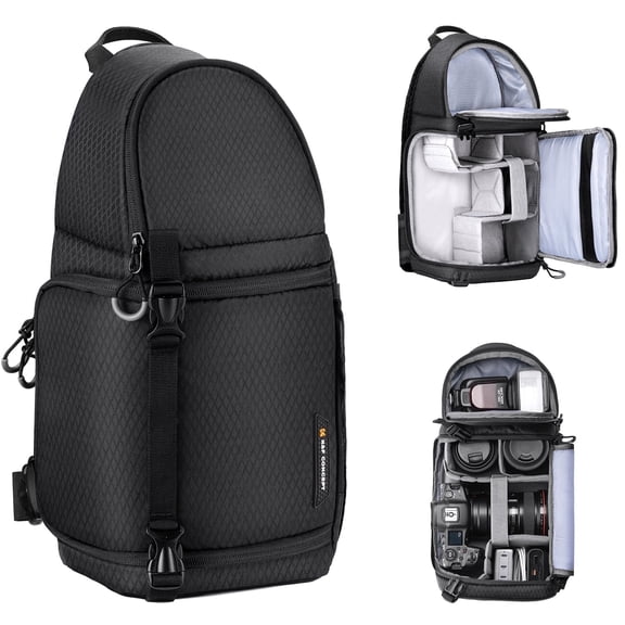 K&F CONCEPT Camera Sling Bag, Waterproof Crossbody Bag Camera Shoulder Backpack DSLR/SLR Camera Case Photography Bags