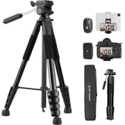 K&F CONCEPT 75" Lightweight Camera Tripod, Portable Travel Outdoor DSLR Tripods with Remote and Phone Holder, Cellphone Clip for Smartphone Live Streaming Vlog,