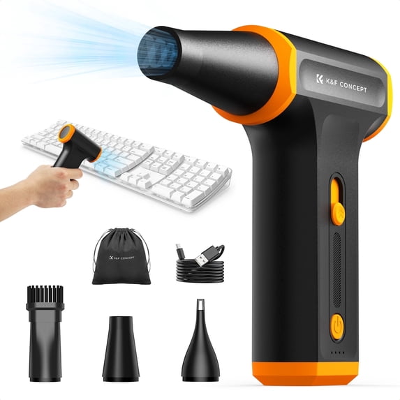 K&F CONCEPT Compressed Air Duster, 3 Gear Adjustable 110000RPM Electric, Adjustable&Portable Air Blower for Deep Computer Clean, Keyboard, Car Dry, Home