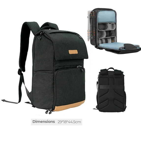 K&F Concept 22L Camera Case for Photographers Large Capacity Camera Bags with Raincover, 15.6 Inch Laptop Compartment for Camera Drone - 22L (Black)