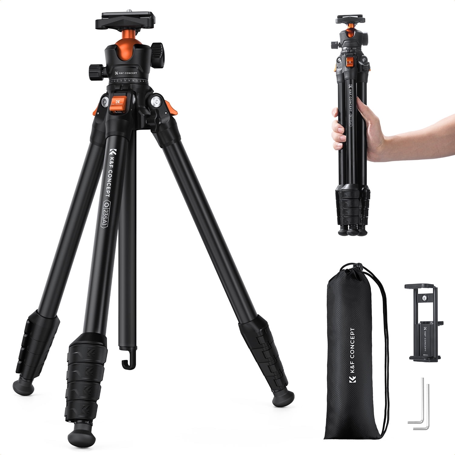 Compact Camera Stand K&F CONCEPT Lightweight Compact Camera Tripod Plastic BH-40 Gimbal, 2 ...