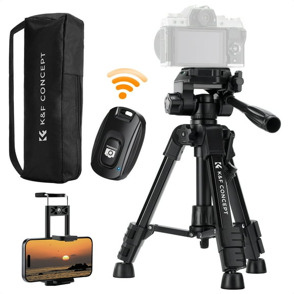 K&F Concept Mini Desk Tripod for Camera, 25'' Aluminum Tabletop Cellphone Video Tripods with Remote Control, Portable Travel Tripod for DSLR Cameras Camcorder