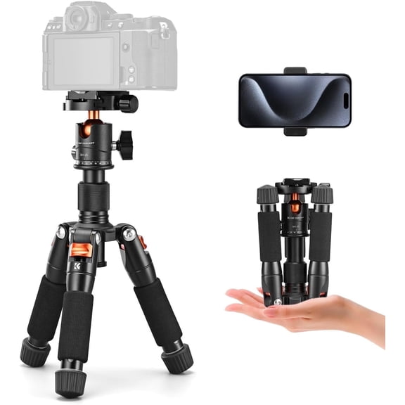 K&F CONCEPT 20.5"/ 52cm Desktop Mini Tripod for Camera, with 360° Low Profile Ball Head, 1/4'' Screw Quick Release Plate, Load Capacity 6KG