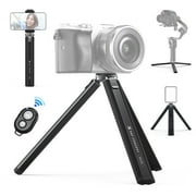 K&F Concept Mini Projector Camera Metal Tripod, 1/4" Screw Table Stand w/Cellphone Clip & Wireless Remote, 2-Level Height Adjustment, Load up to 44lbs