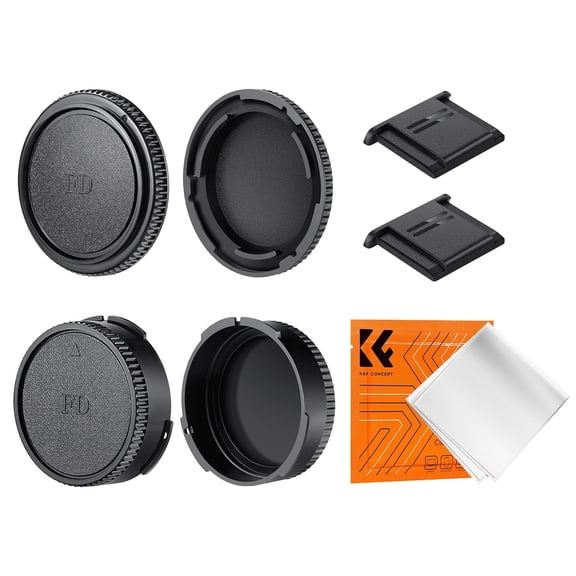 K&F CONCEPT Mount Body Cap*2 + Lens Rear Cap*2 + Hot Shoe Cap*2 + Cleaning Cloth*1 Compatible with F-1, FTb, AE-1, A-1, AT-1, AV-1, AL-1, T60, T70, T80, T90