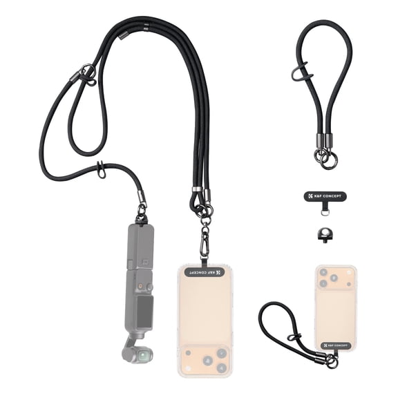 K&F CONCEPT Neck Lanyard Shoulder Strap with a 1/4" Screw Compatible with Pocket 3, Crossbody Strap for DJI OSMO Pocket 3 Accessories, Black