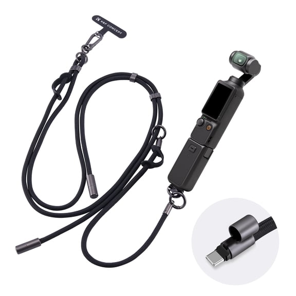K&F CONCEPT Necklace Strap for Osmo Pocket 3, Multi-functional Hanging Rope for Smartphones, Triple Protection, Adjustable Length, Tool-Free Installation, Black