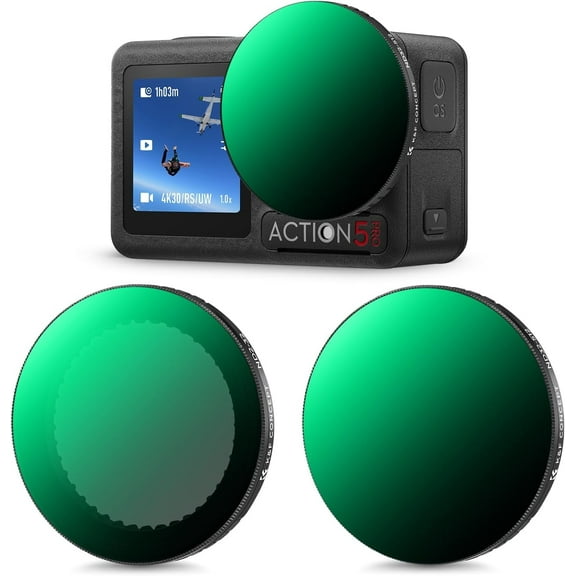 K&F Concept Push in Fit Variable ND Filter Set Compatible with DJI Osmo Action 5 Pro, ND2-32 & ND32-512 Neutral Density Light Reduction Filters for Osmo Action 4/3, Multi Coated HD Optical Glass