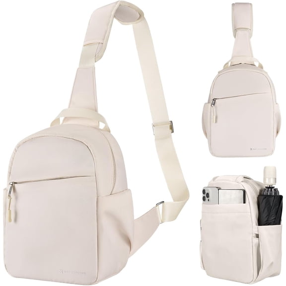 K&F Concept Camera Sling Bag Small Camera Crossbody Shoulder Backpack DSLR/SLR/Mirrorless Camera Compact Case Photography Bags 5L (Beige)