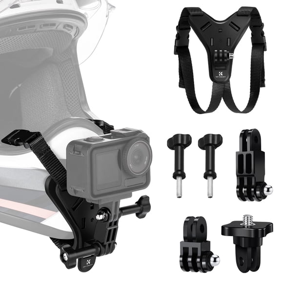 K&F CONCEPT Upgrade Action Camera Motorcycle Dirt Bike Helmet Chin Strap Mount, Helmet Holder Mounting Attachment
