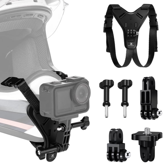 K&F CONCEPT Upgrade Action Camera Motorcycle Dirt Bike Helmet Chin Strap Mount, Helmet Holder Mounting Attachment Compatible with GoPro DJI Insta360