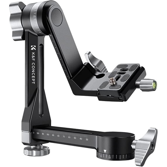 K&F CONCEPT Upgraded Gimbal Tripod Head, All-Cnc Aluminum Alloy Gimbal Head, Precise Horizontal and Vertical Adjustment Tripod Head, 44.09lbs/20kg Load Capacity