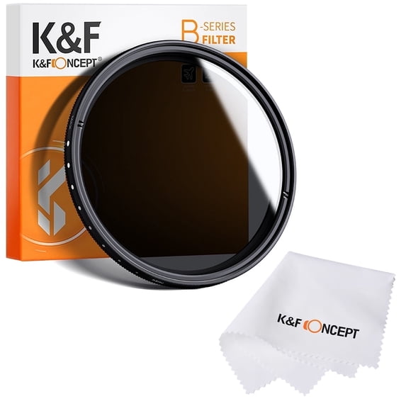 K&F CONCEPT Professional 58mm ND2-ND400 (9 Stops) Variable ND Filter Neutral Density Adjustable Filter Compatible with Canon Nikon DSLR Cameras + Lens Cleaning Cloth