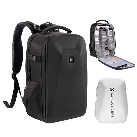 K&F CONCEPT Waterproof Professional DSLR Camera Backpack, Anti-Camera Case with EVA Anti-Shock Bubble for SLR, Camera Photography Bag with Rain Cover for Travel