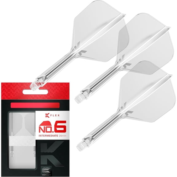 Target K Flex Dart Flights No. 6 Clear Integrated Dart Flights & Shafts, 400g (3 Count), 3 Pack