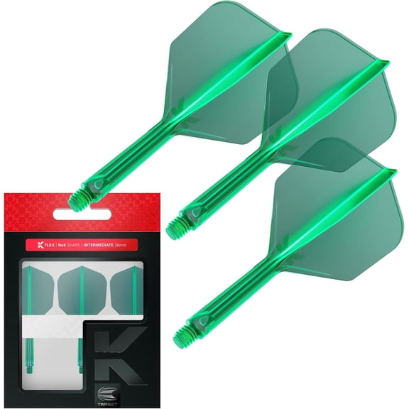 Target Darts K Flex Integrated Dart Flights And Shafts, No.6 Green (Intermediate) | Pack Of 3 K-Flex - No6, Kflex All In One Moulded Dart Flight & Stem | Professional Dart Accessories