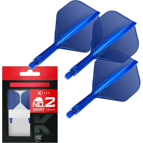Target Darts K Flex Integrated Dart Flights And Shafts, No.2 Blue (Short) | Pack Of 3 K-Flex – No2, Kflex All In One Moulded Dart Flight & Stem | Professional Dart Accessories