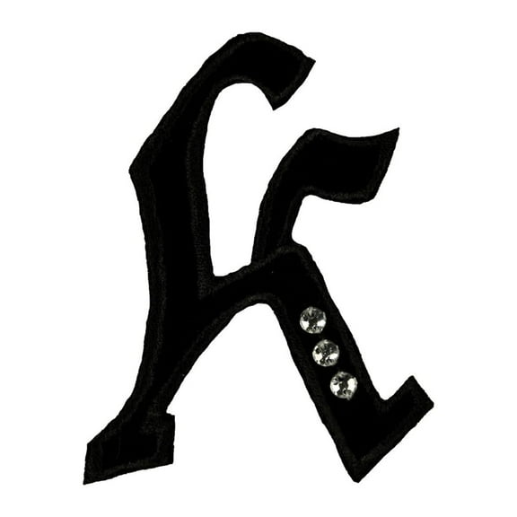 K Gothic Letter Patch With jewels Initials Badge Embroidered Sew On Applique