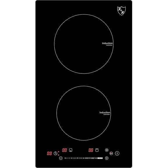 K&H 2 Burner 12 Inch Built-in Induction Electric Stove Top Ceramic Cooktop 240V 3400W IN12-3400SL