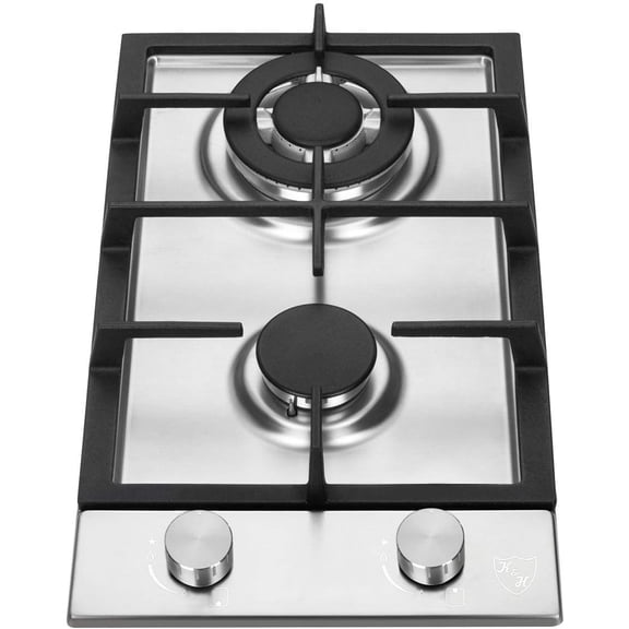 K&H 2 Burner 12 Inch LPG/Propane Gas Stove Top Stainless Steel Surface Cast Iron Cooktop UL/ETL Certified 2-SSW-LPG