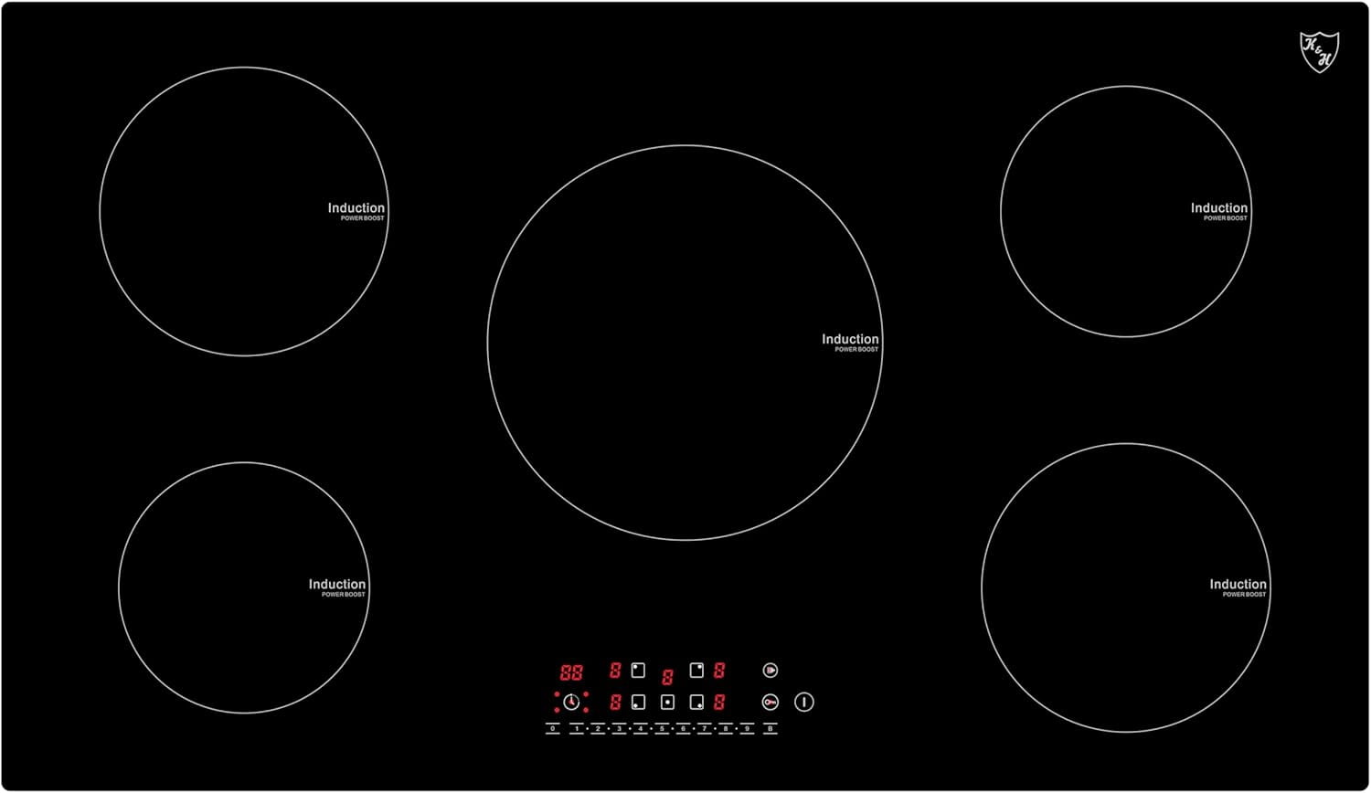 K&H 5 Burner 36 Inch Built-in Induction Electric Stove Top Ceramic Cooktop Touch Control 240V 9200W IN36-9205