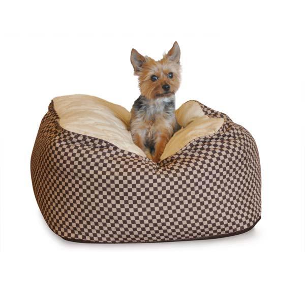 K&H Deluxe Medium Cuddle Cube, Brown Squares, 26-Inch by 26-Inch