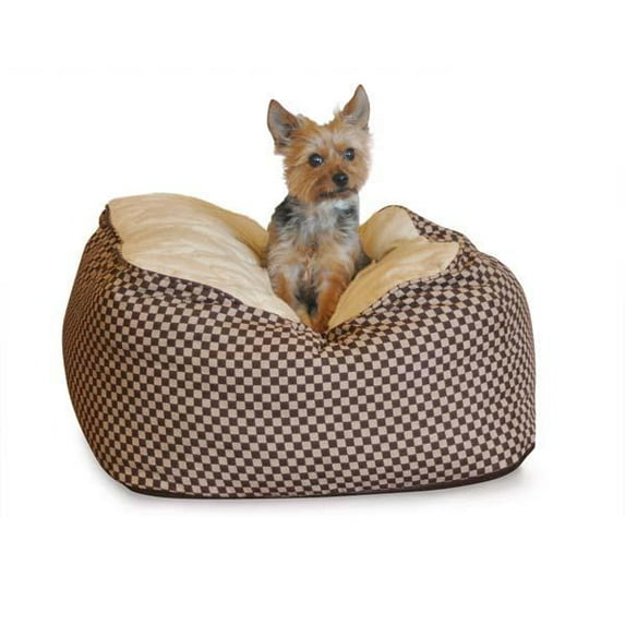 K&H Deluxe Medium Cuddle Cube, Brown Squares, 26-Inch by 26-Inch