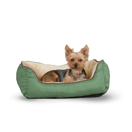 K&H Pet Products Self-Warming Lounge Sleeper Pet Bed Sage/Tan Small 16 X 20 Inches
