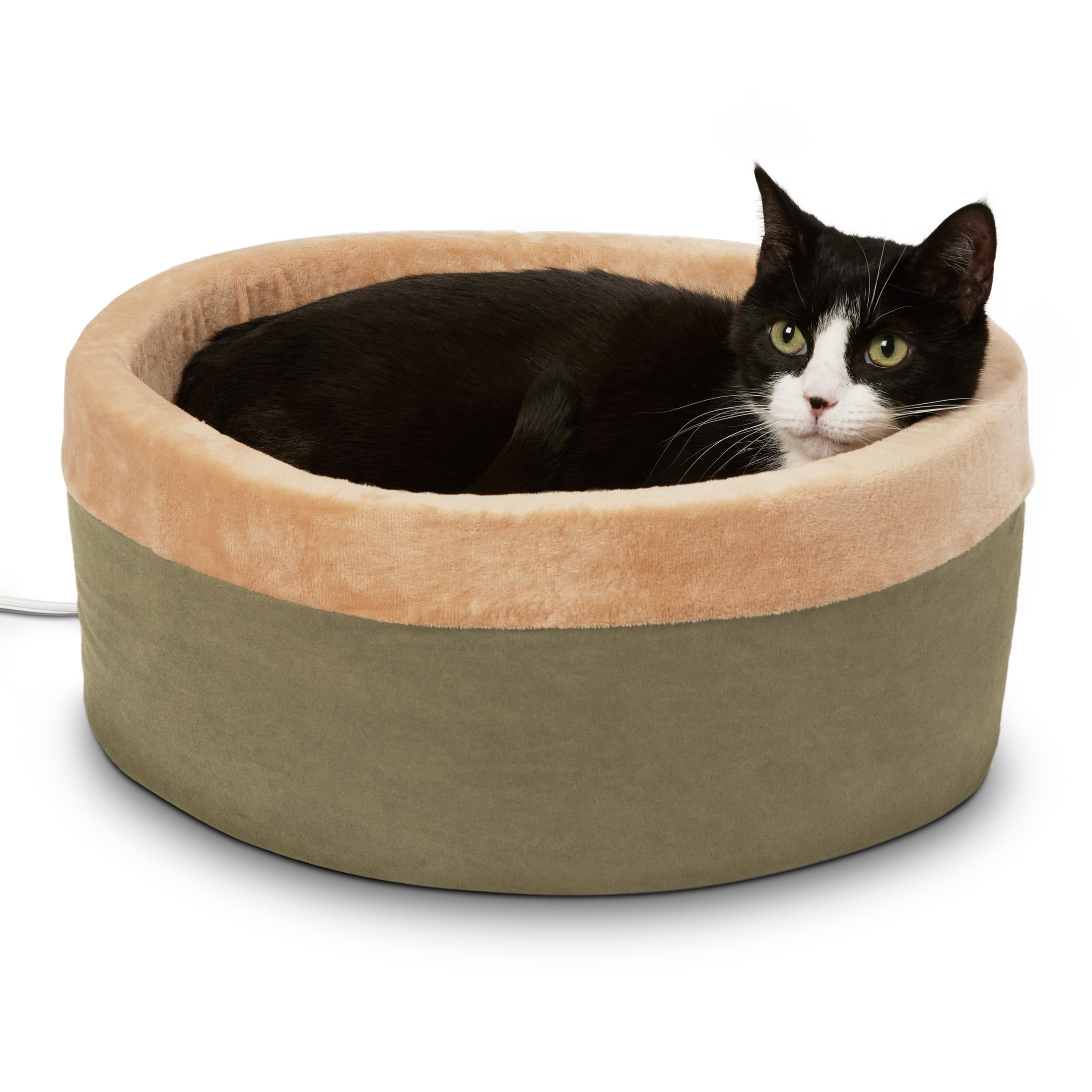 Small Sage Heated Cat Bed with Orthopedic Foam
