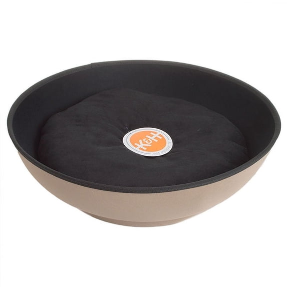 K&H Mod Dream Half-Pod Pet Bed Bowl Design Comfortable Warm Tan Black 22 Inch