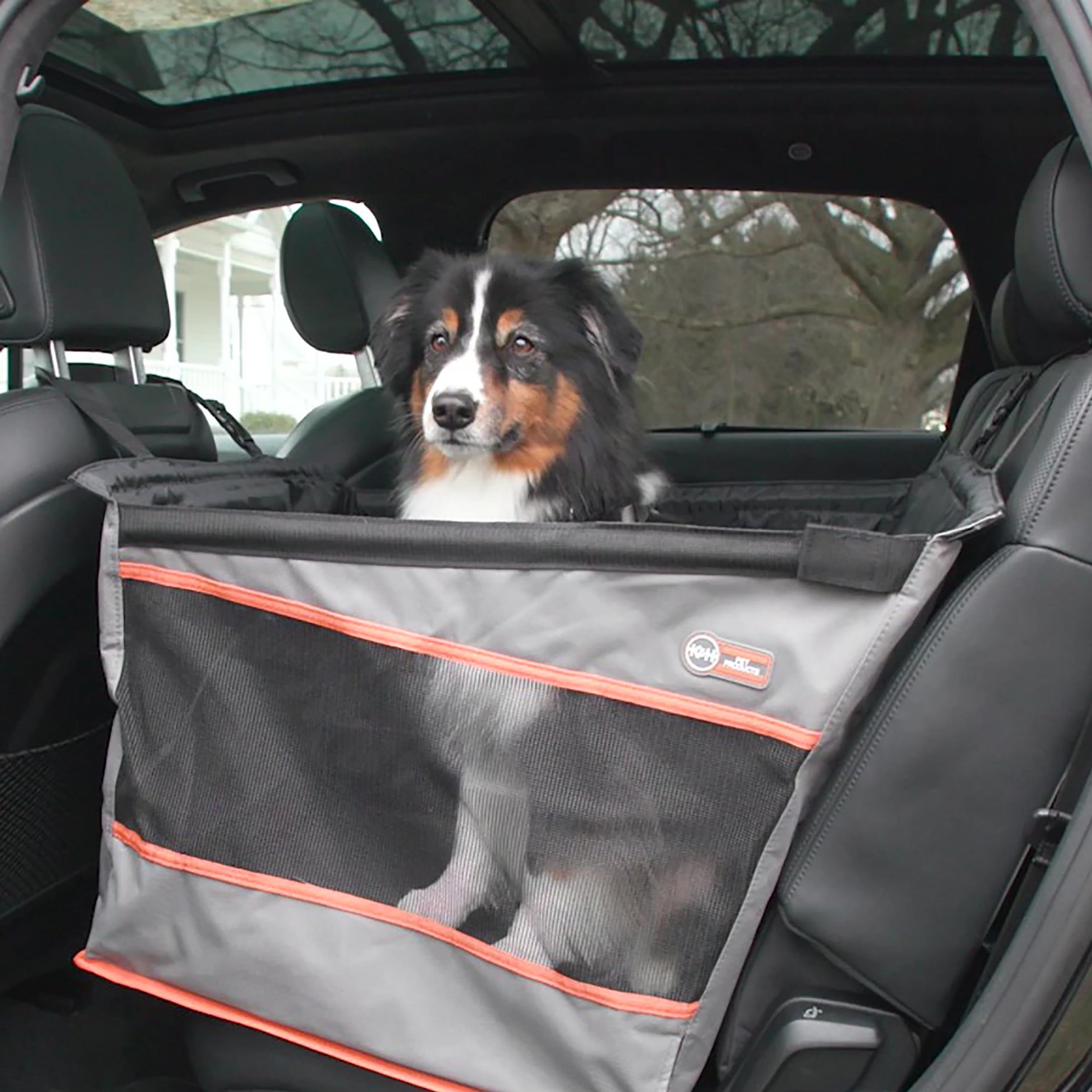 Gray Large Waterproof Dog Car Seat with Mesh Windows