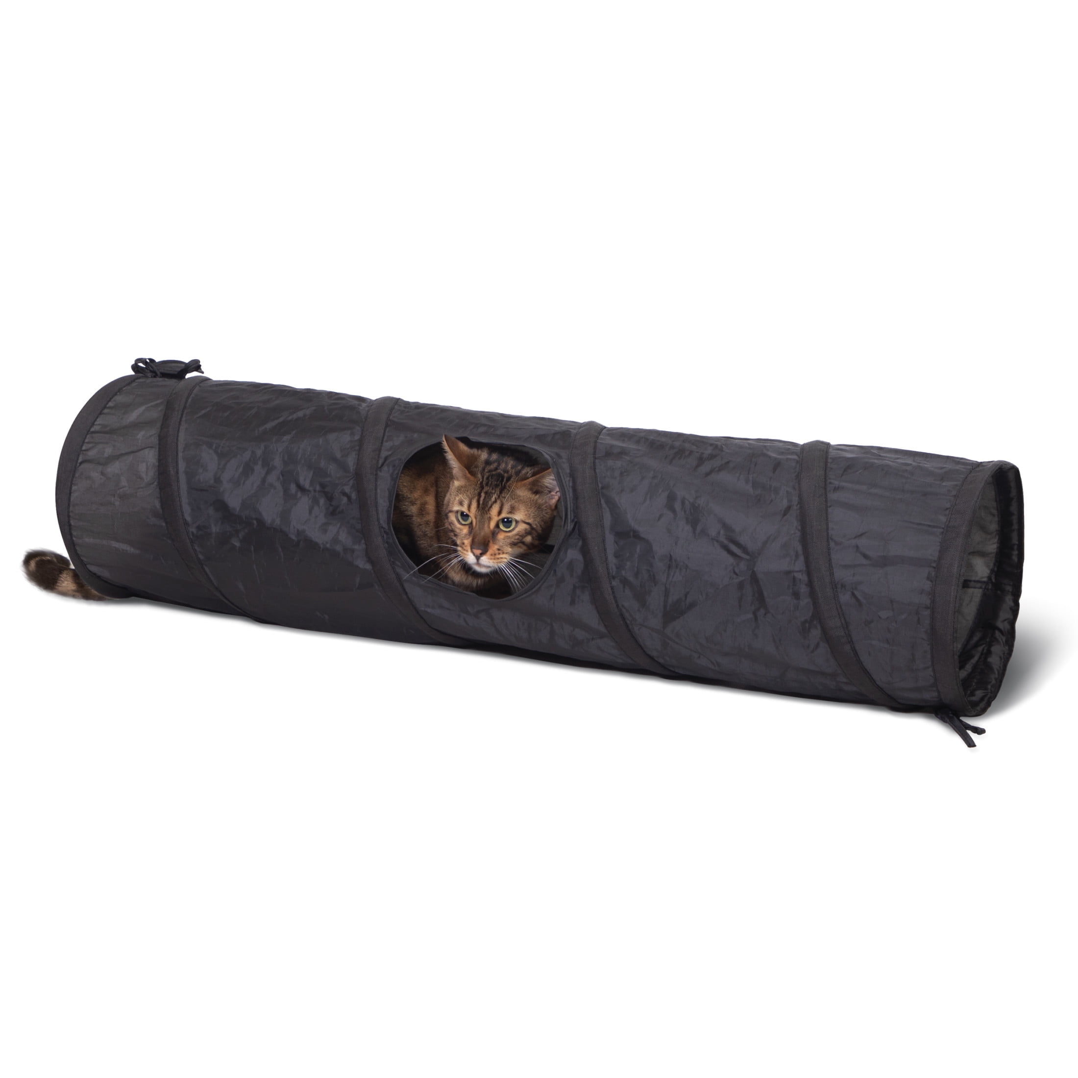 K&H Pet Products Cat Tunnel Toy Straight Tunnel Black 9 X 35 X 9 Inches