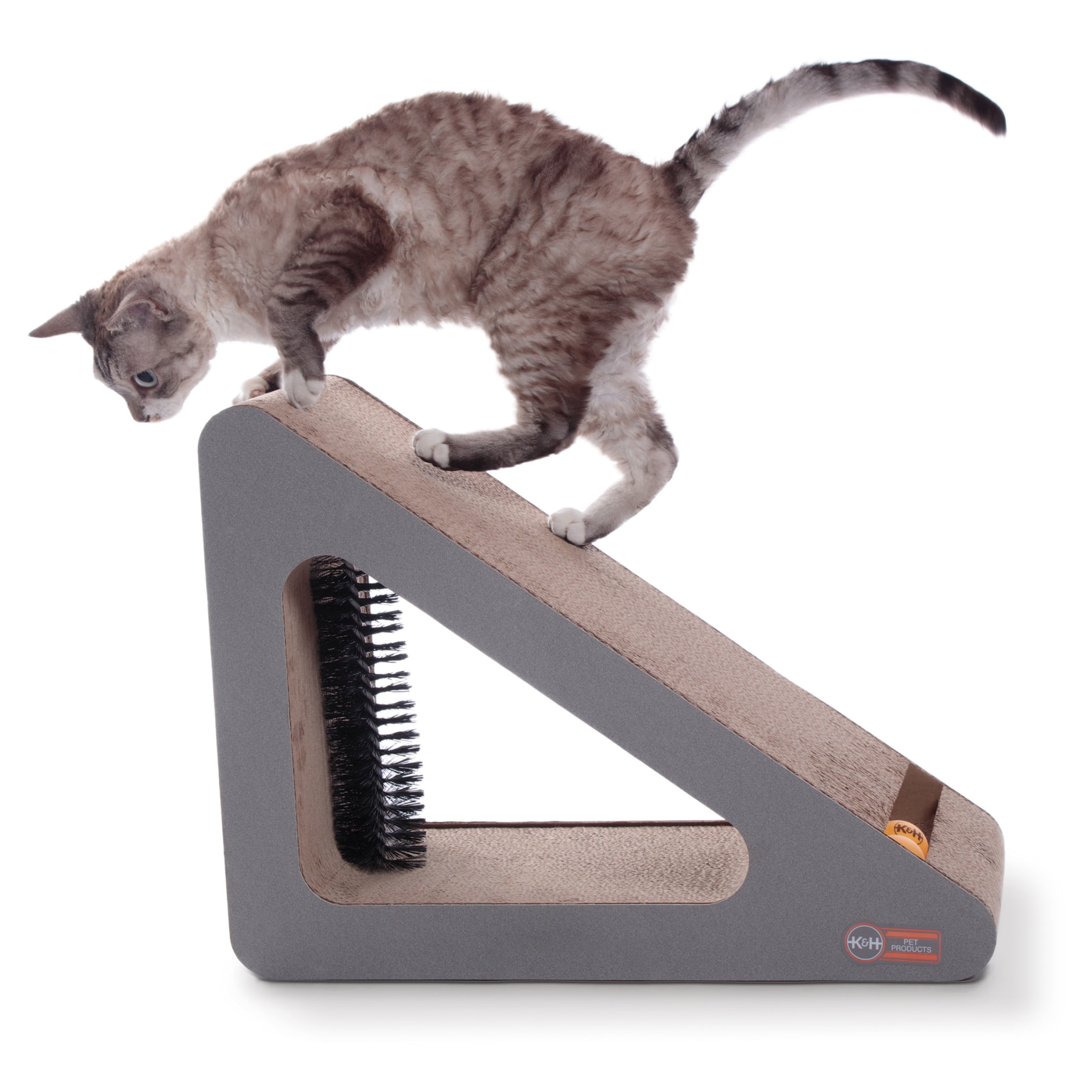 K&H Pet Products Creative Kitty Scratch, Ramp and Groom Cat Scratcher Cardboard 9.5 X 19.5 X 15 Inches