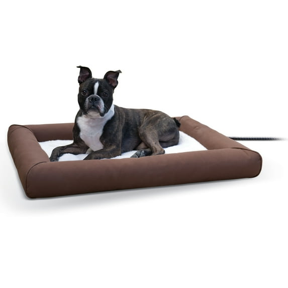 K&H Pet Products Deluxe Lectro-Soft Outdoor Heated Bed Chocolate/Tan Medium 26.5 X 30.5 Inches