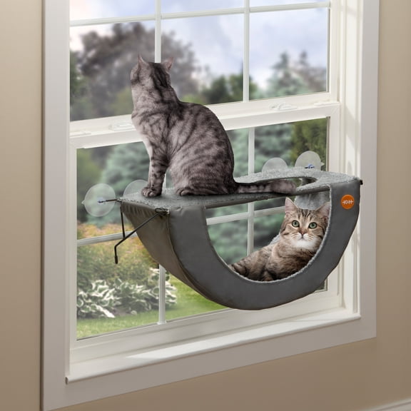K&H Pet Products EZ Mount Double Window Hammock Cat Window Perch Gray 23 X 12 X 12 inches