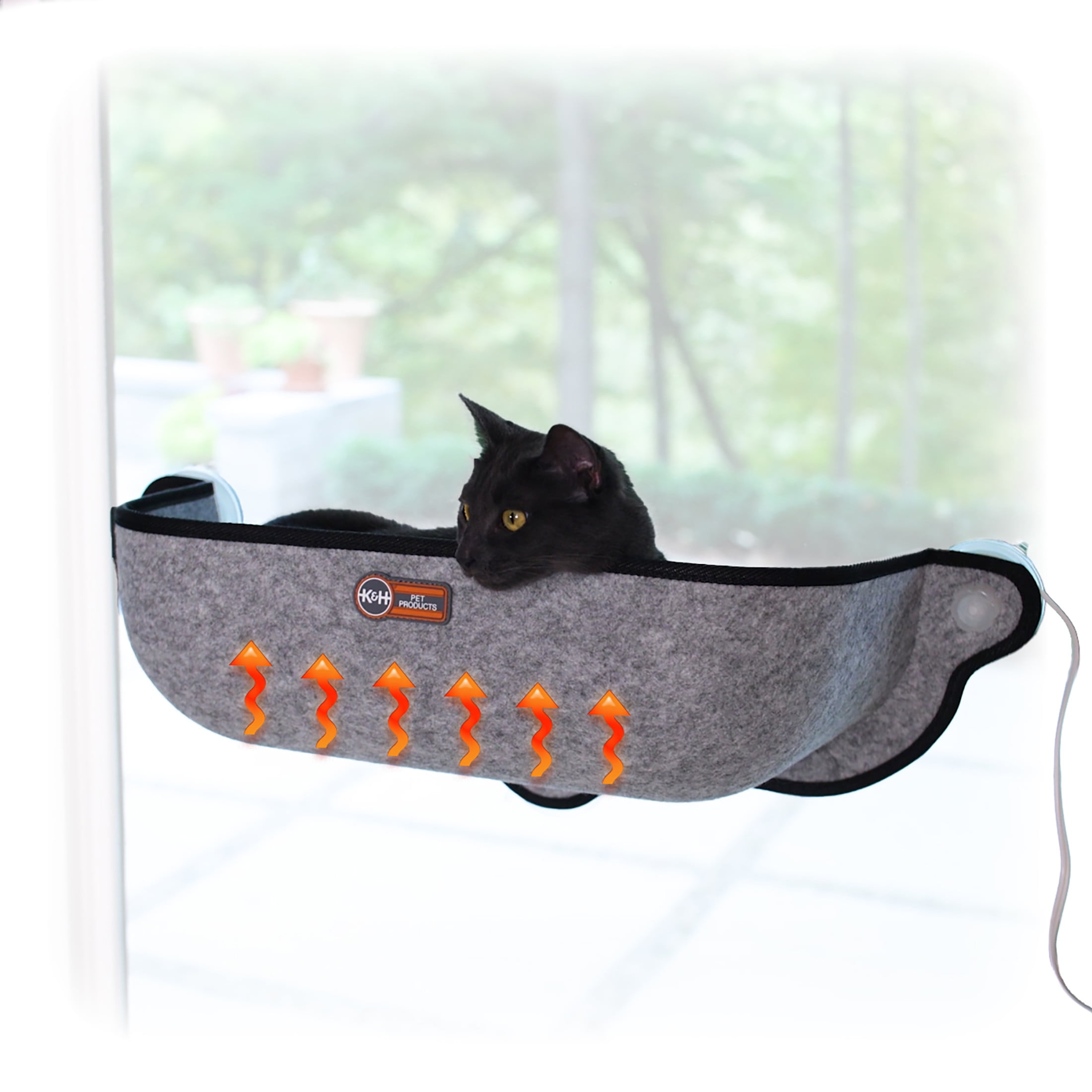 K&H Pet Products EZ Mount Thermo-Kitty Window Bed Extra-Deep Gray 27 X 10 X 11 Inches