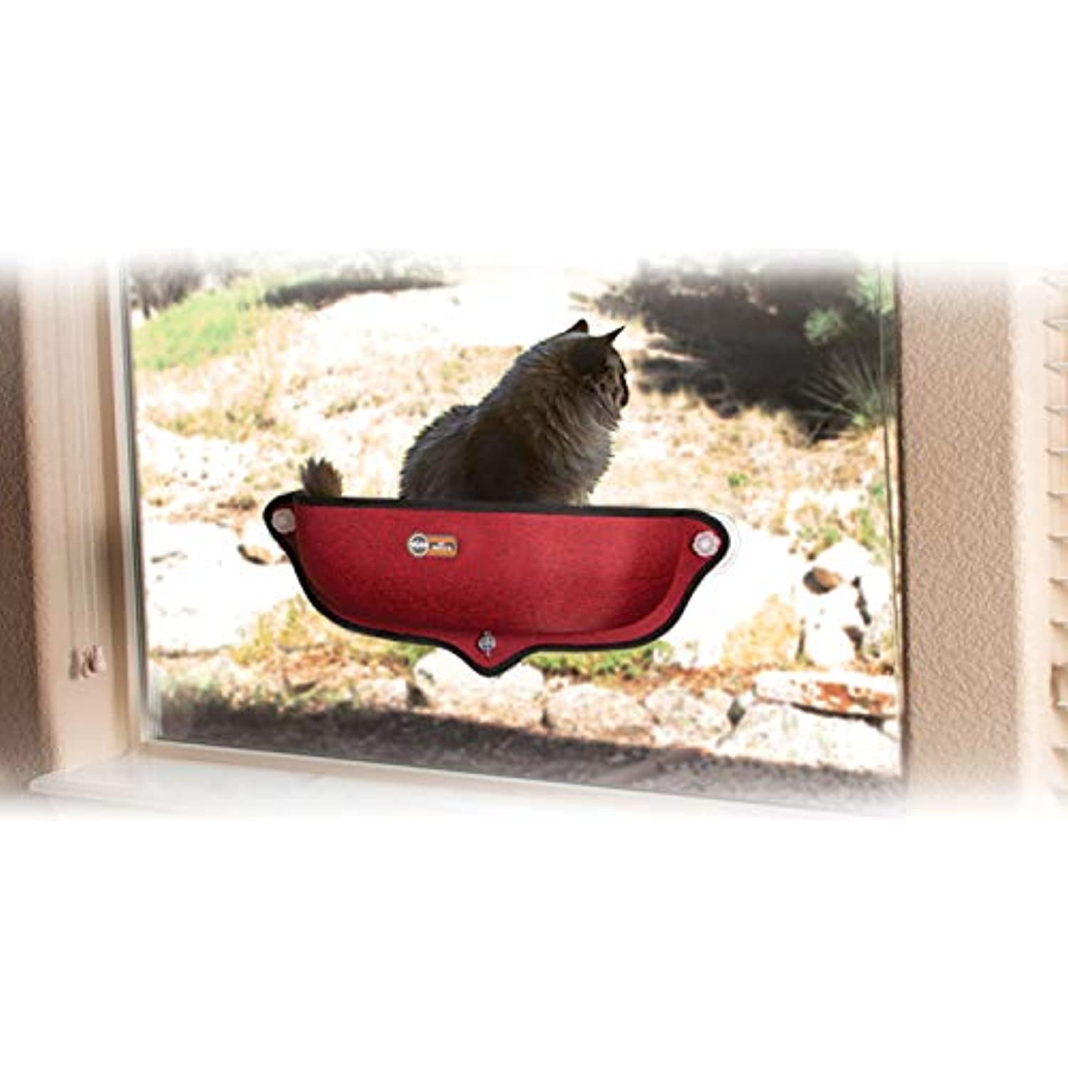 K&H Pet Products EZ Mount Window Bed Kitty Sill Classy Red 27 X 11 X 6 Inches