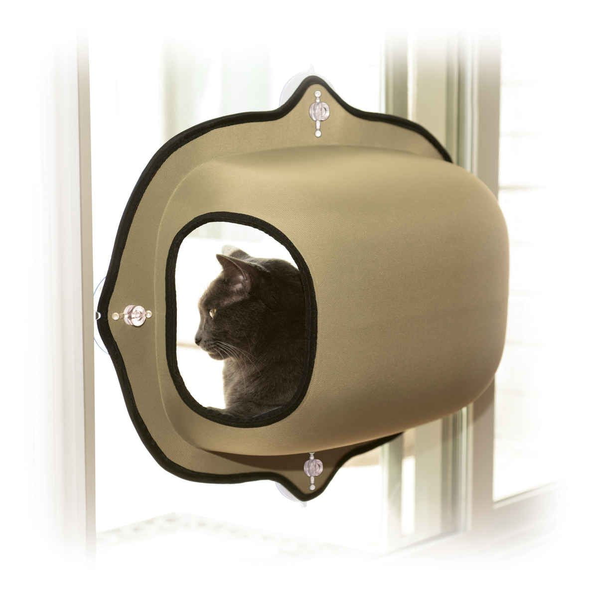 K&H Pet Products EZ Mount Window Cat Bed, Small, Brown, 27-in