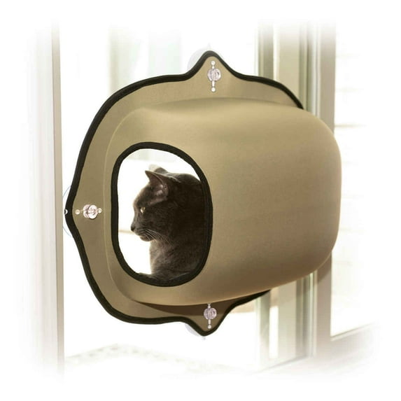 K&H Pet Products EZ Mount Window Cat Bed, Small, Brown, 27-in