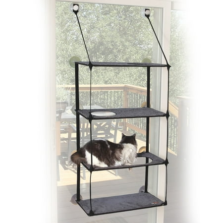 K&H Pet Products EZ Mount Window Kitty Sill Quad Stack Gray 12 X 23 Inches
