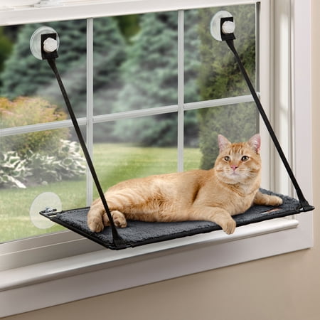 K&H Pet Products EZ Mount Window Kitty Sill Single Level Cat Perch, Gray 12 X 23 Inches