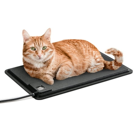 K&H Pet Products Extreme Weather Heated Kitty Pad for Outdoor Cats Black Small 18.5 X 12.5 Inches