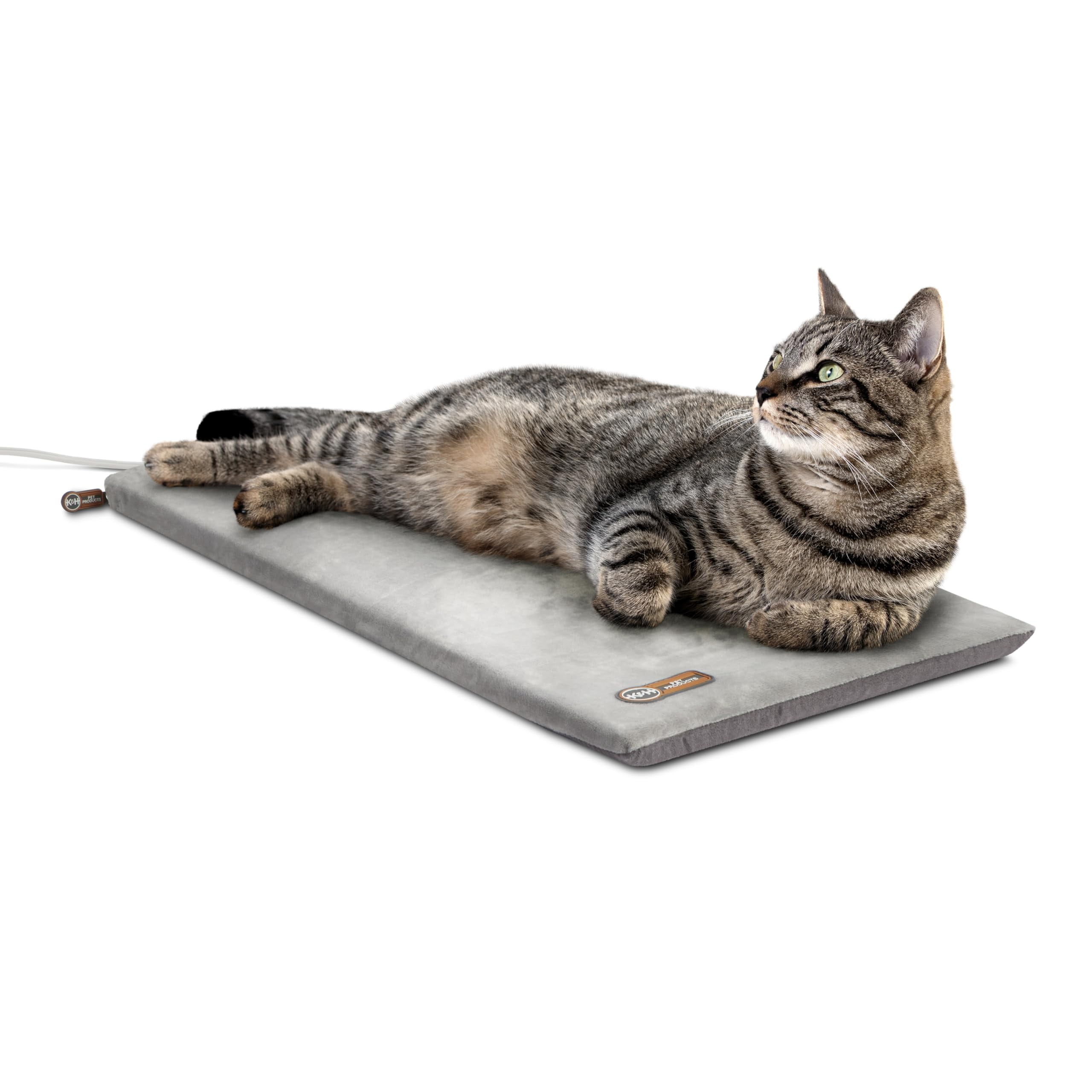 Gray Heated Foam Cat Mat with Thermostat Control