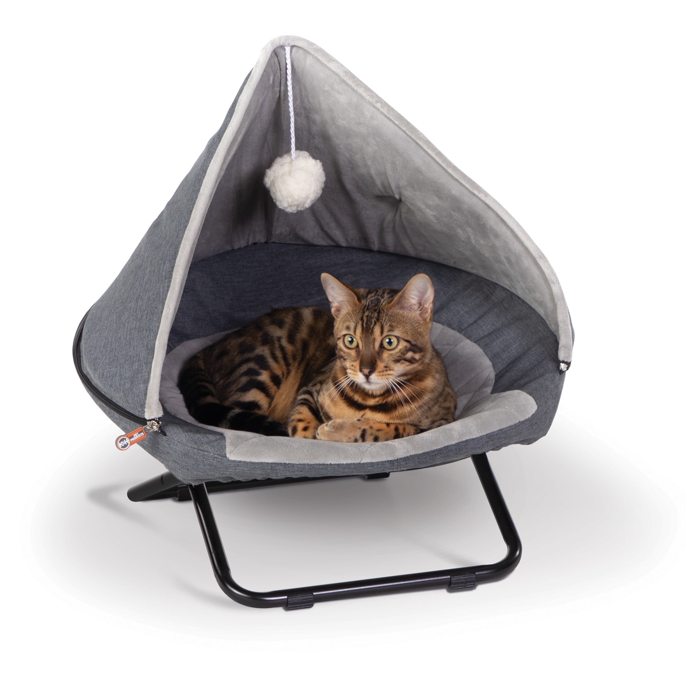 K&H Pet Products Hooded Elevated Cozy Cot Gray Small 19 Inches