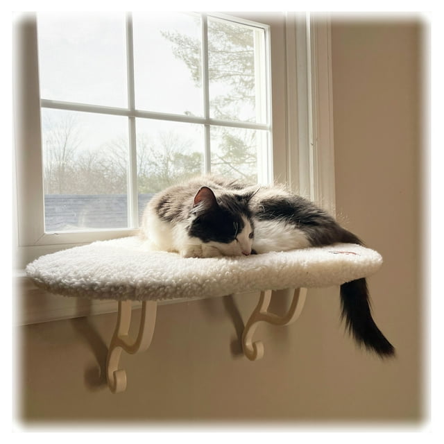 K&H Pet Products Kitty Sill Window Perch Seat with Washable Cover, 14 x24", Holds up to 40lbs, Unheated