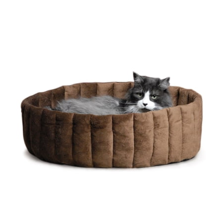 K&H Pet Products Lazy Cup Pet Bed Tan/Mocha Small 16 Inches
